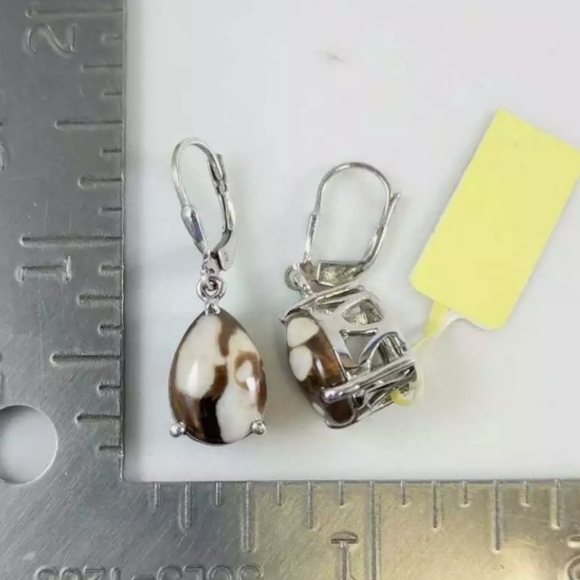 STS SIGNED  .925 handmade jasper drop earrings